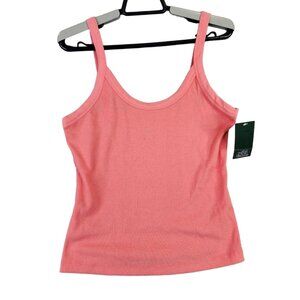 Womens Coral Pink Ribbed Tank Top Shirt Sleeveless Slim Fit Wild Fable Size M
